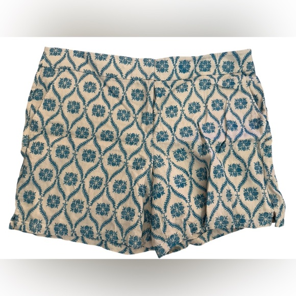 LOFT Pants - NWOT Ann Taylor LOFT Embroidered Floral Linen Riviera Shorts Size 14